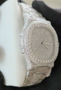 Reloj de Lujo VS con Incrustaciones de Moissanita para Hombre, Correa de Cuero, Esfera Analógica, Cristal, Movimiento Automático, Acero Inoxidable - Product Image 3