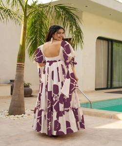 NUEVA LLEGADA RAYÓN DIGITAL IMPRESO TRABAJO VESTIDO DE UNA PIEZA DESGASTE DE FIESTA PRECIO AL POR MAYOR ROPA ÉTNICA - Product Image 4