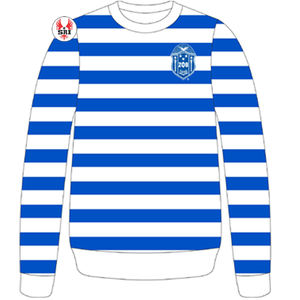 Sudadera Zeta a rayas azules y blancas con algodón suave y letras de chenilla para miembros de la Hermandad Greek Life Fashion - Product Image 2