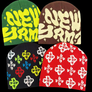 Venta al por mayor Unisex Diseñador Jacquard Acrílico Beanie Logotipo personalizado Bordado Sólido Invierno Punto Skullcap Hombres Mujeres Y2K Beanie - Product Image 1