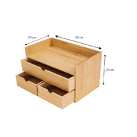Organisateur de bureau en bambou-Mini tiroir de bureau en bambou Organisation de stockage cosmétique de table