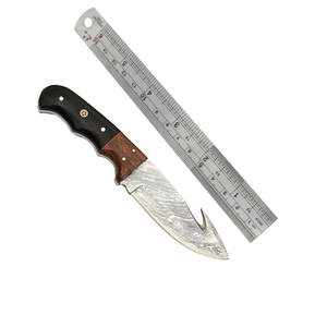 Hoja fija de acero de Damasco hecha a mano, cuchillo plegable para acampar, mango de palisandro, Funda de cuero para caza al aire libre Bushcraft-OEM - Product Image 6