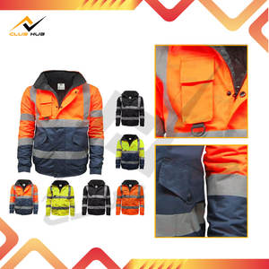 Chaqueta Bomber de Alta Visibilidad Reflectante, 100% Algodón, Tejida, Estampada, Transpirable, 220g, Impermeable, Ropa de Trabajo de Seguridad para Otoño - Product Image 4