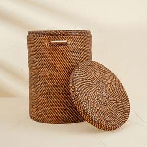 Cestas de mimbre ecológicas para ropa sucia, precio al por mayor, cestas de almacenamiento con tapa - Product Image 2