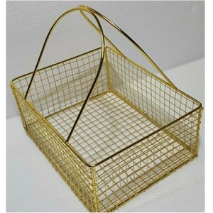 Panier cadeau multifonction indien fini doré Panier de mariage Panier en fil métallique doré pour retour de cadeau au prix de gros - Product Image 3