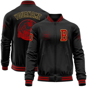 Personnalisé Noir Rouge-Vieux Or Bomber Varsity Letterman Zipper Jacket Coupe-Vent Streetwear vintage Hommes Varsity Jacket - Product Image 1