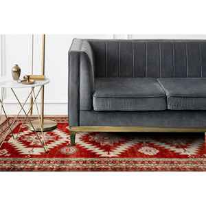 Red Ethnic <b>Rug</b>: Geometric Aztec Turkish Boho <b>Hallway</b> <b>Rug</b>,Nonwoven Thin <b>Rug</b> - Product Image 2