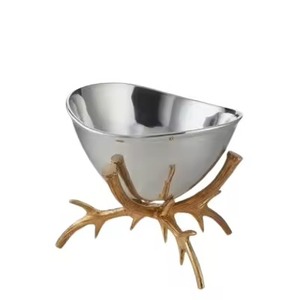 Bol à salade en acier martelé à la main, élégant et moderne, pour la décoration de table de salle à manger/salon à domicile ou à l'hôtel - Product Image 4