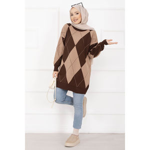 เสื้อสเวตเตอร์ถักลายกาแฟสไตล์ลำลองสำหรับฤดูใบไม้ร่วงสไตล์บาคลาวา - Product Image 4