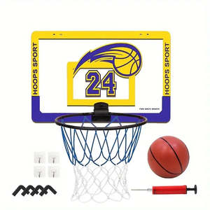 Portable Ensemble for Home Sports <b>Plastic</b> Basket-Ball Stand with Tempered Glass Backboard for Home Exercise - Product Image 1
