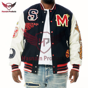 Chaqueta bomber de béisbol de lana de algodón de alta calidad Unisex invierno bordado Stand Collar Letterman Varsity Custom High Street - Product Image 5