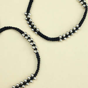 Bracelet de cheville Nazakat plaqué or 18 carats avec breloque boule, style bohème religieux, chaînes à motifs numériques, pierres principales diamant et perle, idéal pour un cadeau - Product Image 3