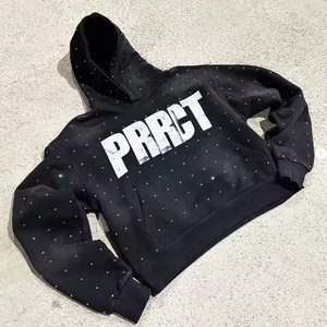 OEM personalizado del fabricante Sun Faded Hoodie Vintage Washed 100% algodón Pullover Boxy Heavyweight con diamantes de imitación para el invierno - Product Image 1