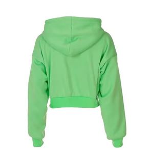 American Slim High Waist Sweat à capuche à manches longues pour femmes Couleur unie French Terry Crop Top avec logo à capuche Loose Casual Style - Product Image 5