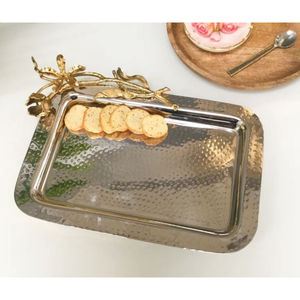 Plateau de service de nourriture plaqué argent en acier inoxydable fait à la main le plus vendu parfait pour les collations alimentaires Dessert accessoires de service - Product Image 4