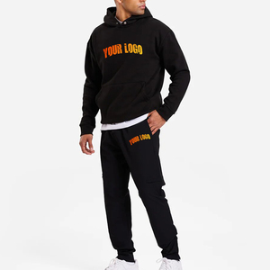 Survêtements personnalisés 2 pièces 100% coton coupe ajustée décontractés solides et écologiques pour hommes, pull-over athlétique de gymnastique, jogging, qualité supérieure - Product Image 4