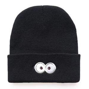 Customizable Stylish 100% Acrylic Adjustable Beanie Cap Cute Eye Embroidery Fashionable Street Style Winter Outdoor Travel Daily - Product Image 2
