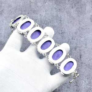 Piedra preciosa de Charoite Natural, Plata de Ley 925 chapada en rodio, joyería fina de diseñador hecha a mano, pulsera personalizada para mujer a granel - Product Image 3