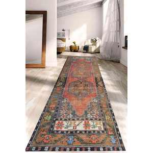 Vintage Style <b>Chenille</b> <b>Rug</b>: Turkish Pattern Entryway Runner - Product Image 5