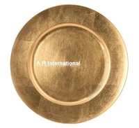Assiette de présentation en métal découpé et gaufré, couleur or, haute qualité, compatible lave-vaisselle, écologique, style américain, pour fêtes et hôtels