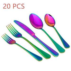 Ensemble de couverts arc-en-ciel construit avec des tons multicolores vibrants offrant une touche de style et de décoration au quotidien - Product Image 5