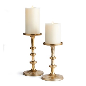 Juego de 2 portavelas de pilar de aluminio con revestimiento negro ecológico hecho a mano arte moderno único para fiestas navideñas en casa - Product Image 6