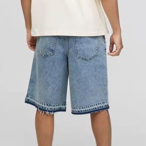 Pantalones cortos de mezclilla rectos Vintage para hombre de calle alta de estilo hermoso 100% algodón Impresión digital Tela peinada Calidad Premium - Product Image 4