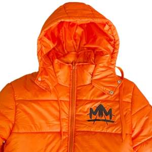Veste matelassée orange pour homme à capuche Vêtement d'hiver matelassé Fermeture éclair Léger Isolé Veste décontractée - Product Image 3