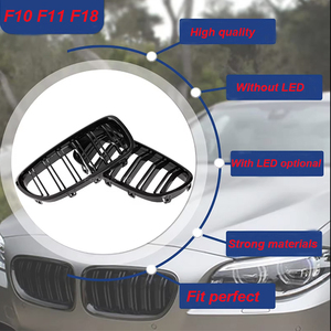 Grille avant F10 noire brillante de haute qualité avec ou sans feux LED pour <span class=keywords><strong>BMW</strong></span> Série 5 F10 F11 M5 2010-17 Double - Product Image 5