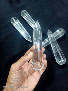 Natural Faceted Clear Quartz <b>Crystal</b> <b>Wand</b> Polished Gemstone Point Healing Meditation Stone Wholesale - Product Image 4