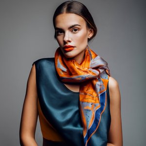 Chal de seda satinada cuadrado grande hecho a mano de diseñador para mujer, estampado personalizado para la temporada de primavera directamente de la India - Product Image 6