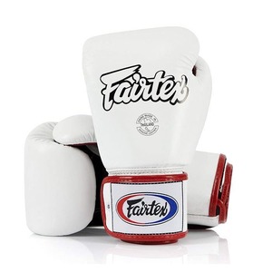 นวมชกมวย Fairtex สีขาว หนังแท้สั่งทำพิเศษ น้ำหนักเบา กันน้ำ แบบผูกเชือก สำหรับฝึกซ้อมและแข่งขัน MMA มวยไทย - Product Image 1