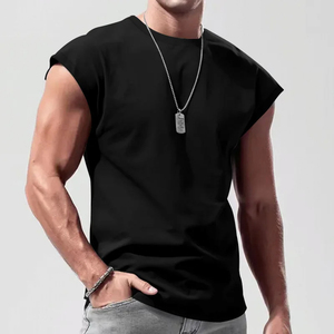 เสื้อกล้ามระบายอากาศแห้งเร็วแขนกุดสำหรับผู้ชายชุดออกกำลังกายผ้าถัก - Product Image 5
