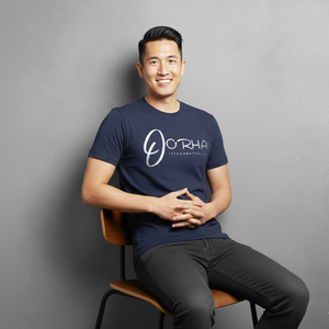 Chemise bleu marine de qualité supérieure pour hommes, col rond, manches courtes côtelées, t-shirt à prix de vente d'usine avec nom de marque personnalisé - Product Image 3