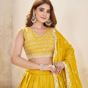 Lehenga choli ผ้าปักลายผ้าไหม zari หนา - Product Image 1