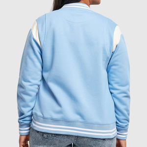 Blouson universitaire pour femme, style Letterman, hiver, col montant, tricoté, respirant, manches en polyester - Product Image 4