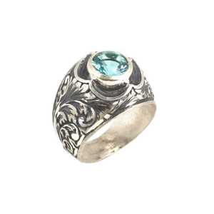 Bague pour homme en argent sterling 925 artisanal avec pierres en zircon et design stylo - Technologie d'incrustation, placage rhodium, pour un usage quotidien - Product Image 2