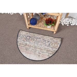 Alfombra turca de retazos rústica negra Beige hecha a mano de 2,5x1,5 pies para sala de estar dormitorio cabecera lana poliéster con respaldo de látex - Product Image 3