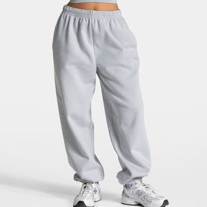 Pantalons de jogging actifs pour femmes, taille haute, taille élastique, style ample, bas de détente, broderie, 460 GSM, 100% coton - Product Image 1