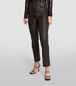 Pantalons de ville droits à jambe droite en laine à taille mi-haute, à devant plat, personnalisés OEM pour l'hiver, pour femmes - Product Image 4