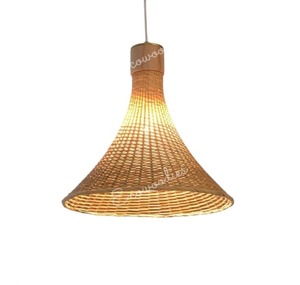 Lustres créatifs décoration pendentif lumière cône forme décoration bambou abat-jour pour salle à manger tissé maison chambre décors - Product Image 4