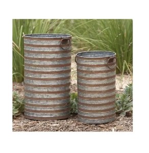 Boîte de fenêtre intérieur extérieur galvanisé métal fleur jardinière ensemble de 2 accessoires de jardin jardinière en métal utilisation - Product Image 1