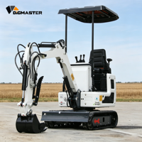 Mini-excavatrice diesel de 1 tonne prête à être expédiée, certifiée CE EPA, petite micro-excavatrice de jardin, excavatrice sur chenilles avec cabine