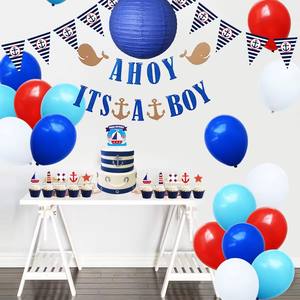 UNK thème nautique fête d'<span class=keywords><strong>anniversaire</strong></span> fournitures océ<span class=keywords><strong>an</strong></span> fête garçon bébé douche bébé 1er <span class=keywords><strong>anniversaire</strong></span> <span class=keywords><strong>anniversaire</strong></span> décoration ensemble - Product Image 6