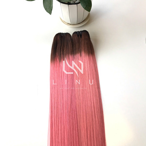 Prix de gros Bonestraight 100% brut vierge vietnamien cheveux humains dentelle perruque Ombre rose couleur Super Double Drawn extensions de cheveux - Product Image 4