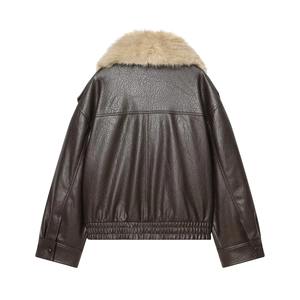 Chaqueta de Mezclilla de Cuero para Hombre, Estilo Urbano, Motociclista, Punk, Manga Larga, Sólida, Impermeable, Cierre de Un Solo Botón, Talla Grande - Product Image 2