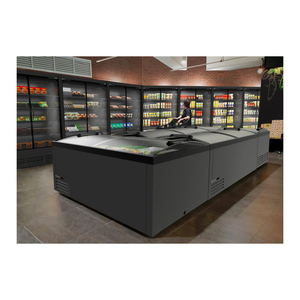 FRAMEC Réfrigérateur Incurvé Coulissant Verre Couvercle Îles Avec Compresseur À Vitesse Variable Refroidisseur Réfrigérateur Noir 2544X964X895mm - Product Image 3