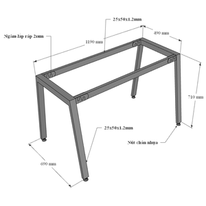 Airon <b>Computer</b> <b>Desk</b> 120x70cm Assembled with Iron Legs (HBAT004) - Product Image 5