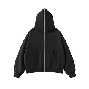 Sudadera con capucha única personalizada de buena calidad al por mayor sudadera con cremallera completa con forro polar de felpa de gran tamaño estilo punk en blanco - Product Image 2