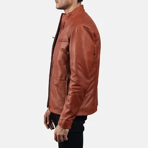 Jaket jins anti angin pria, mantel jaket reflektif kasual dengan jaket kulit untuk luar ruangan